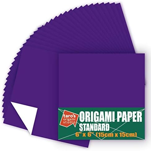 [Taro's Origami Studio] Standard 6 Inch One Sided Single Color (Purple) 50 Sheets (All Same Color) Square Easy Fold Premium Japanese Paper for Beginner (Made in Japan) - Image 2