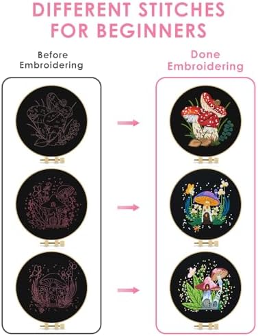 TINDTOP Embroidery Kit for Adult, Mushroom Embroidery Stitch Practice kit - Image 3