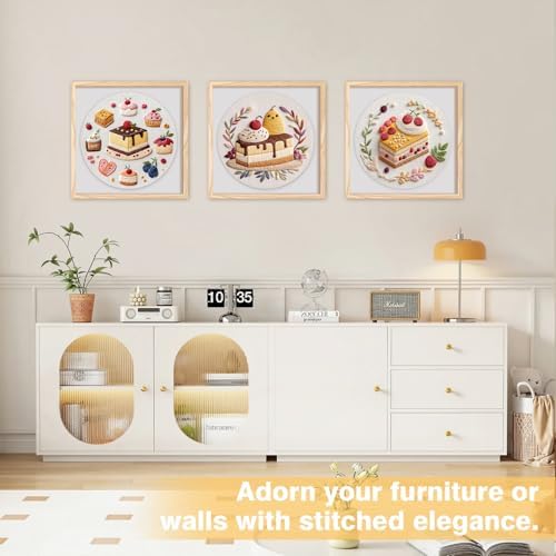 RidaaFri Embroidery Kit for Beginners, 3PC Starter Set Cake Fruit Patterns - Image 5