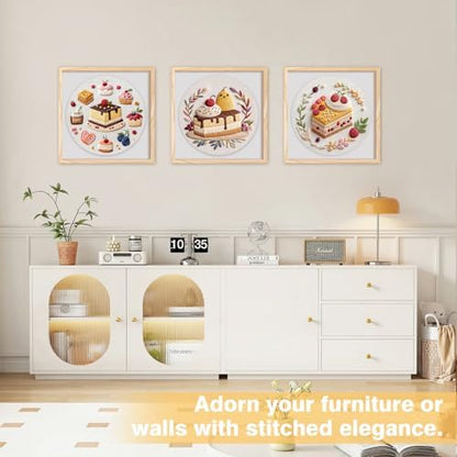 RidaaFri Embroidery Kit for Beginners, 3PC Starter Set Cake Fruit Patterns - Image 5