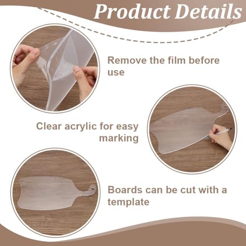 INUNLY Acrylic Charcuterie Boards Templates 14.96x7.08 Serving Board Router Templates for Woodworking Cutting Board Template with Handle Angled Curvy Tracing Stencils Cut Guide Tools for Kitchen - Image 3