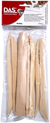 DAS Modelling Tools – 7-Piece Clay Modeling Tools Set - Beginner Clay Tools for All Artists - Versatile Wooden Tools for Shaping and Carving - Wooden Tools Ideal for Clay Projects by DAS%C2%AE