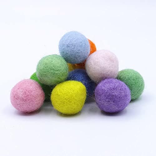 TANJUN Felt Pom Poms, Wool Felt Balls 2 cm – 0.8 Inch, Handmade Felted Multiple Colors(Red, Pink, Blue, Yellow, Black, White, Pastel and More) Bulk Small Puff for Felting and Garland (120) - Image 5