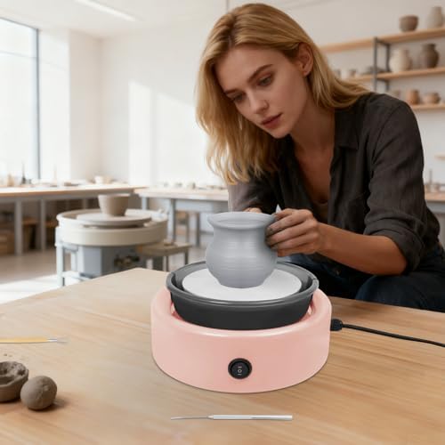 GONGDUN Mini Pottery Wheel Machine for Beginners Adults & Kids Adjustable Speed Electric Pottery Wheel with Foot Pedal Complete Clay Craft Kit DIY Projects for Home & Classroom (Pink) - Image 5