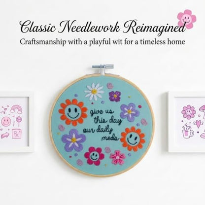 FUNATIC Give Us This Day Our Daily Meds Funny Embroidery Kit for Adults - Image 2