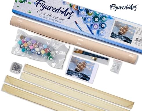 Figured'Art Paint by Numbers Kit for Adults Sailboat and Storm 16"x20" - Craft Art Painting Rolled Canvas with DIY Wooden Frame - Image 5
