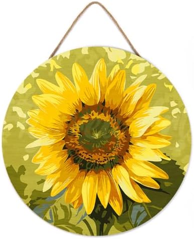 Figured'Art Paint by Numbers Kit for Adults on Wood Slice, 11.8in Diameter - Sunflower - Craft Art Painting DIY Canvas - Image 2