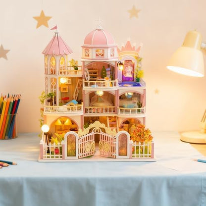 DIY Book Nook Kit with LED Light, Miniature Dollhouse, 3D Wooden Puzzle, Bookshelf Insert Decor Craft Gift (750 PCs Windsor Castle) - Image 3
