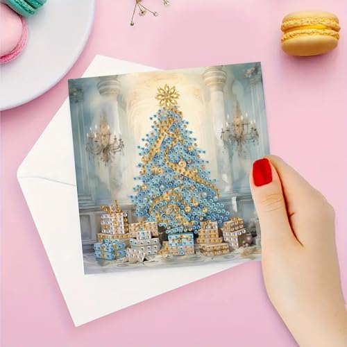 DIY Diamond Greeting Cards Set, 5D DIY Diamond Art Painting Festival Style Greeting Card, DIY Christmas Card Making Kits for Family Friends Handmade Gift-#05-6PC Christmas - Image 6