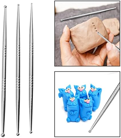 3pcs Sculpture Modeling Tools, Stylus Clay Tools, Dotting Sculpting Modeling Tools Set, Double Ended Metal Ball, Cake Decoration Tools - Image 6