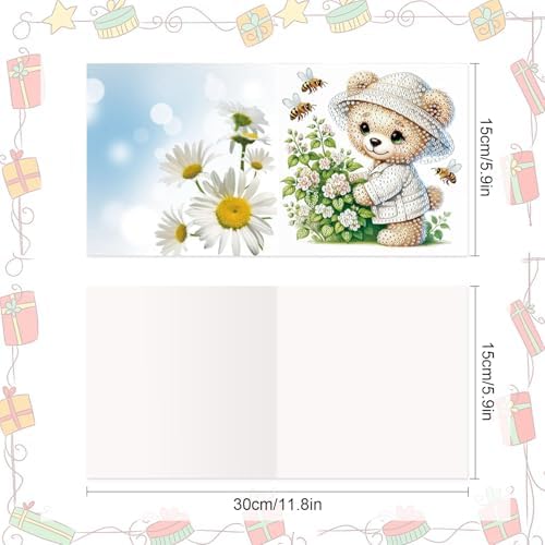 antor 8-Pack 5D Diamond Painting Greeting Cards with Envelopes, DIY Diamond Art Cards Kit – Special Shaped Bee, Bear, Butterfly & Elf Designs for Christmas, Birthday & Thanksgiving Crafts - Image 2
