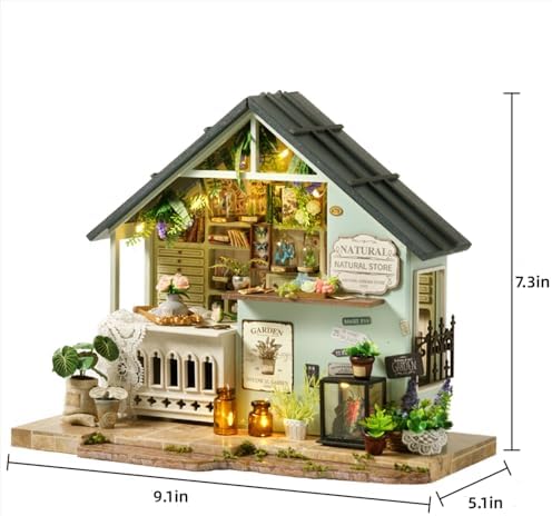 MAGQOO DIY Miniature Dollhouse Kit with Furniture Creative Room Mini Wooden Doll House Accessories DIY Doll House Room Box(Green Plant Studio) - Image 2
