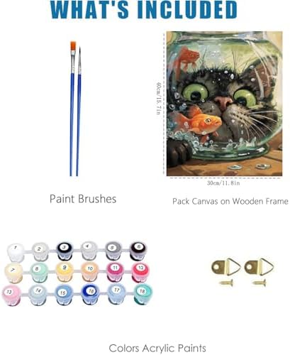 Cat Fish Funny Paint by Numbers Kit for Adults Canvas, Frameworkless - Image 3