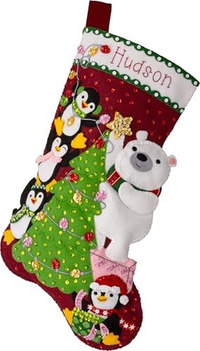 Bucilla Felt Applique 18" Stocking Making Kit, Arctic Tree Trimmers, Perfect for DIY Arts and Crafts, 89741E by Bucilla
