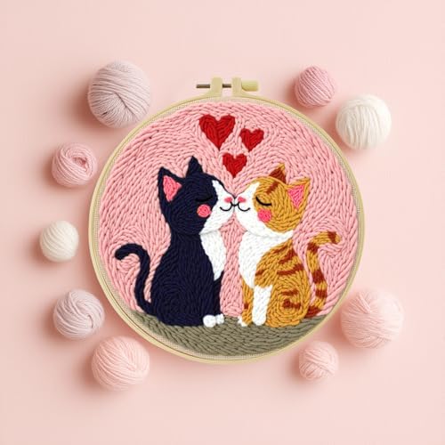 ZuoAnLF Punch Needle Kit Beginners Adults, DIY Easy Animal Embroidery Set for Starter Art Craft, Needling Punching Project with Patterns, Tools, Yarns, Hoop, Instruction - Image 4