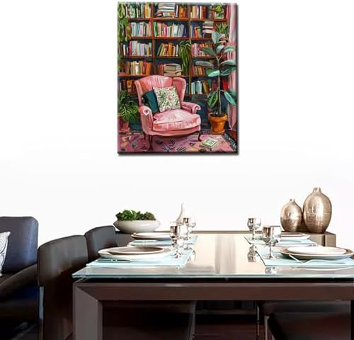 Bohemia Paint by Numbers Kits for Adult Beginners Book Paint by Numbers Pink Sofa Acrylic Paint by Numbers Kits on Canvas Paintwork Perfect for Gift Home Wall Decor DIY Framed 16x20 Inch - Image 2