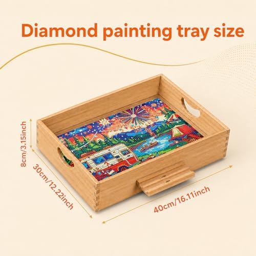 DOTSOS Diamond Painting Kits for Adults Wooden Serving Trays with Handles - Image 2