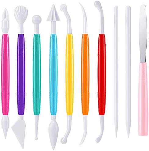 Outus 20 Pieces Plastic Clay Tools Clay Sculpting Modeling Double Head Ceramic Pottery Tool Kit Cook Decorating Tools for Crafts DIY Shaping and Sculpting, Assorted Colors by Outus