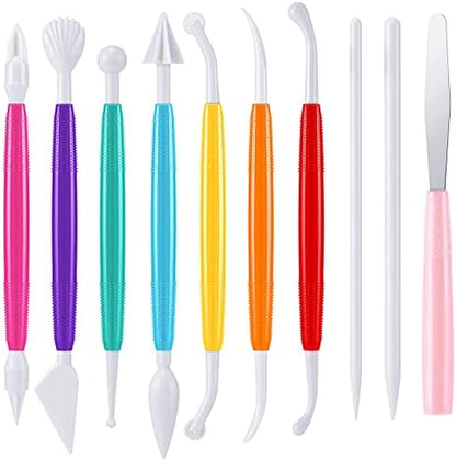 Outus 20 Pieces Plastic Clay Tools Clay Sculpting Modeling Double Head Ceramic Pottery Tool Kit Cook Decorating Tools for Crafts DIY Shaping and Sculpting, Assorted Colors by Outus