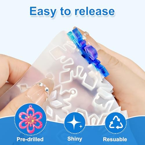Resin Earring Mold, Set of 4 Variety Earring Casting Mold with Hole - Image 6