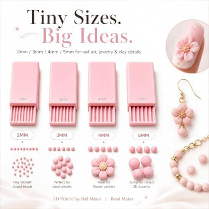 QAUUHJL 3D Print Clay Ball Maker Gel Bead Roller for Nails, Four Sizes Kit - Image 6