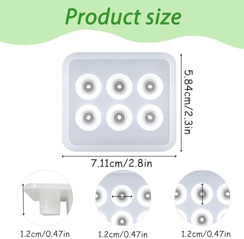 Silicone Jewelry with Hole Molds, 6 Cavity Ellipse Beads, for Jewelry, Polymer Clay, Soap Making, Cabochon Gemstone DIY Crafting Projects - Image 2