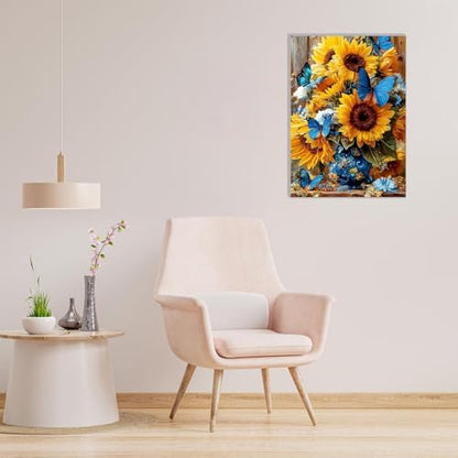 MAXBYE Framed Paint by Numbers Kits for Adults Beginners with Wooden Easel, Sunflower Crafts Art Kit with Frame, DIY Butterfly Canvas by Numbers for Gift Home Wall Decor 10×14 in - Image 5