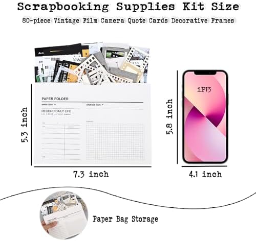 Diuhofart Vintage Scrapbook Supplies Kit, 80Pcs Diecut Film Strips Photo Frames Stickers for Junk Journal Supplies, Scrap Booking Materials, Quote Stickers for Journaling, Scrapbooking, Crafts Arts - Image 4