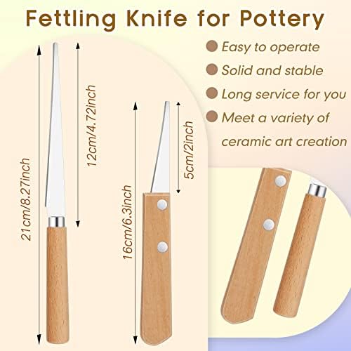 Amylove 3 Pcs Clay Bevel Cutter Fettling Knife Pottery Trim Kit, Natural - Image 3