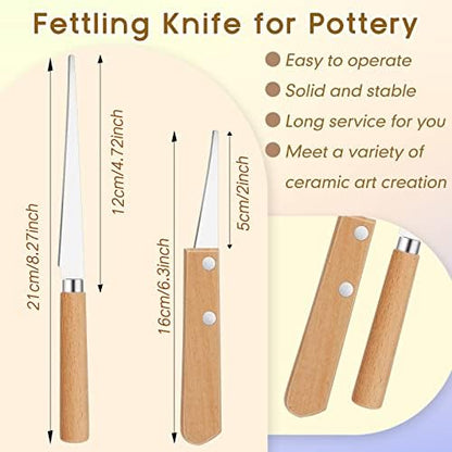 Amylove 3 Pcs Clay Bevel Cutter Fettling Knife Pottery Trim Kit, Natural - Image 3