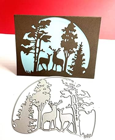 Scrapbooking Die-Cuts, Christmas Metal Cutting Dies for Card Making, Paper Craft Punch Template, Background Embossing Stencils, DIY Album Décor (Christmas Tree Deer-12.5x10cm) by FAWENUCY