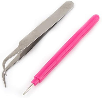 SUNGOOYUE Paper Quilling Tool Kit Plastic Wood Metal Slotted Quilling Pen with Template Board 40 Pins Tweezer for DIY Paper Craft Scrapbook Card Making Adults Beginners (Rose Red) - Image 3