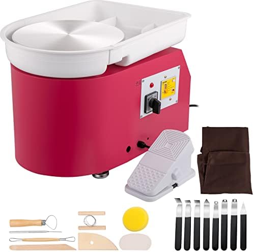 VEVOR Pottery Wheel, 28cm Forming Machine with Detachable Basin Foot Pedal Control, 350W Art Craft DIY Clay Tool for Art Craft Work and Home DIY Pink by VEVOR