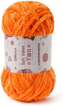 100g Fluffy Velvet Chenille Yarn for Crocheting and Knitting, 80m (87.5yd) Baby Yarn for Crocheting Soft, Crochet Chunky Yarn Amigurumi Yarns (Orange) by OMoiut