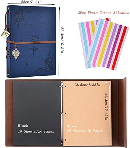 ZEEYUAN Leather Scrap Book DIY Photo Memory Book Scrapbook Photo Album 60 Pages (Rose Blue) - Image 4