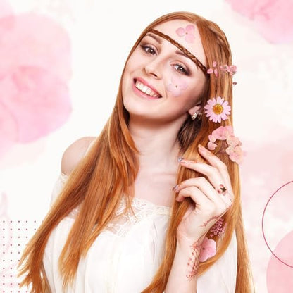 Fabbay 200 Pcs Dried Pressed Flowers Natural Leaves for Resin Nail, Pink - Image 5