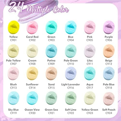 Caliart 24 Colors Pastel Acrylic Paint Set with 12 Brushes - Image 3