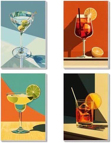 4 Pack Framed Paint by Numbers Kit for Adults Beginner Canvas Painting by Numbers for Adults Cocktail Easy Adult Paint by Number Kits with Frame Cocktails Art Watercolor Painting by Number 8x12 Inch by Unknown