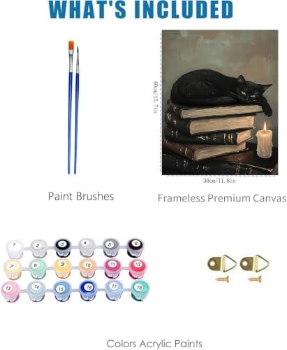 Gothic Cat Paint by Numbers Kit for Adults Framed Canvas, Frameworkless - Image 3