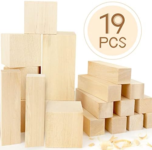 Basswood Carving Blocks, 19PCS Whittling Wood Blocks Kit with 3 Different Sizes, Bass Wood for Carving Easy to Use, for Kids and Adults - Image 2