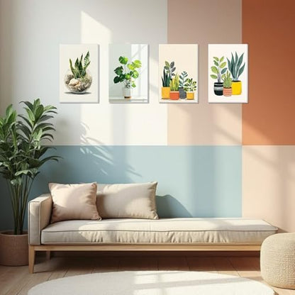 4 Pack Framed Paint By Numbers Kit for Adults Beginner Green Plant Adult Paint By Number Kits on Canvas Plants Painting By Numbers for Adults with Frame Diy Painting Kits for Home Wall Art 8x12 Inch - Image 4