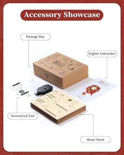 3D Puzzles for Adults-Wooden Cardinal Clock Puzzle DIY Clock Model Kit - Image 5