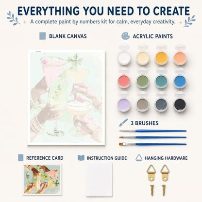 AuraDraw Paint by Numbers for Adults, Cocktail Paint by Number Kit, DIY Acrylic Painting Kit for Home Wall Decor 16x20 Inch - Image 2