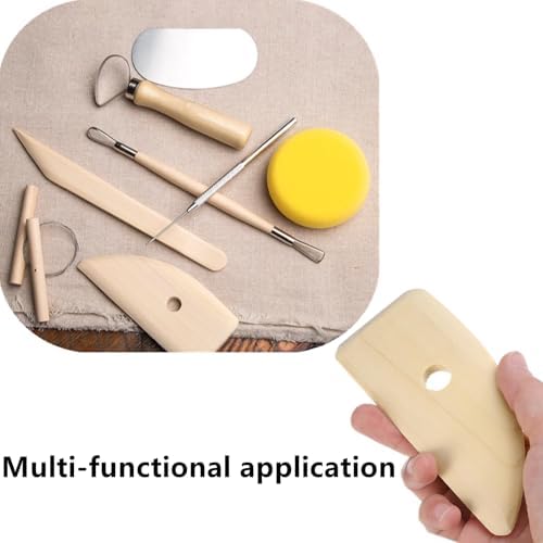 4 Pcs Pottery Ribs Wooden Clay Ceramic Sculpting Tools, 12cm x 5cm - Image 5