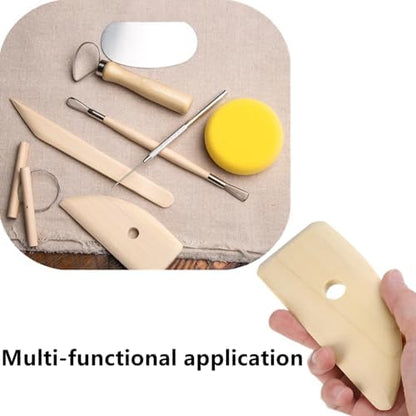 4 Pcs Pottery Ribs Wooden Clay Ceramic Sculpting Tools, 12cm x 5cm - Image 5