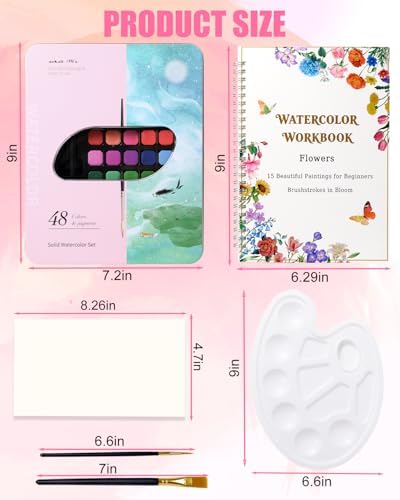 Water Colors Paint Adult Set for Beginner with Flower Watercolor Workbook - Image 5