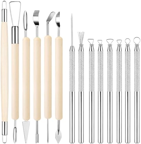 14Pcs Clay Sculpting Tools Kit, Ceramic Clay Ball Stylus Dot Painting Tools, Air Dry Clay Tools Set for Carving, Dotting, Embossing, Shaping, Molding, Pottery Crafts, Nail Art, Rhinestone, Rock by Unknown
