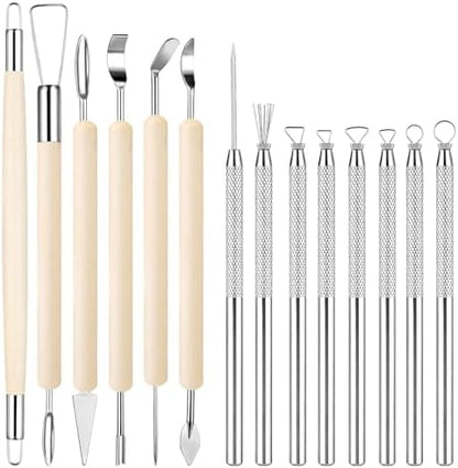 14Pcs Clay Sculpting Tools Kit, Ceramic Clay Ball Stylus Dot Painting Tools, Air Dry Clay Tools Set for Carving, Dotting, Embossing, Shaping, Molding, Pottery Crafts, Nail Art, Rhinestone, Rock by Unknown