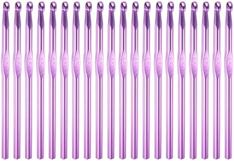 uxcell 20Pcs Aluminum Crochet Hook 6.5mm US Size K (Size 10.5) Knitting Needles for DIY Craft Yarn Purple by uxcell