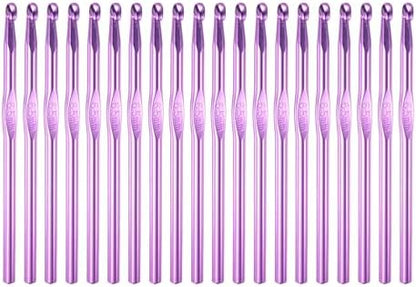uxcell 20Pcs Aluminum Crochet Hook 6.5mm US Size K (Size 10.5) Knitting Needles for DIY Craft Yarn Purple by uxcell